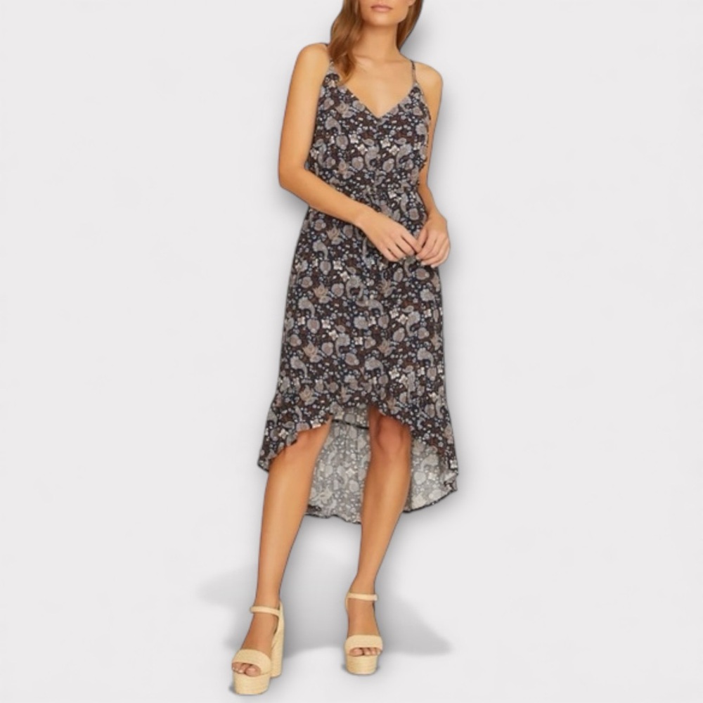 SANCTUARY Navy Paisley Asymmetric Hi Low Tank Dress Size XSP
